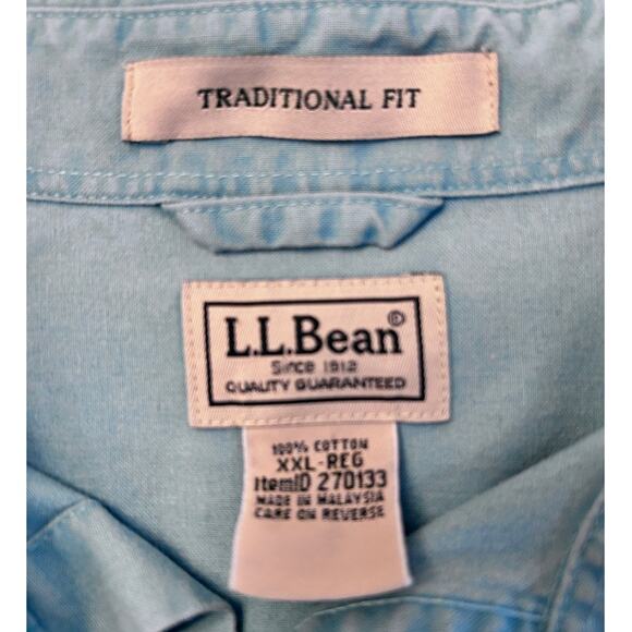 L.L.Bean Sunwashed Canvas Long-Sleeved Men's Shirt in Teal Green Size XXL - Picture 4 of 7